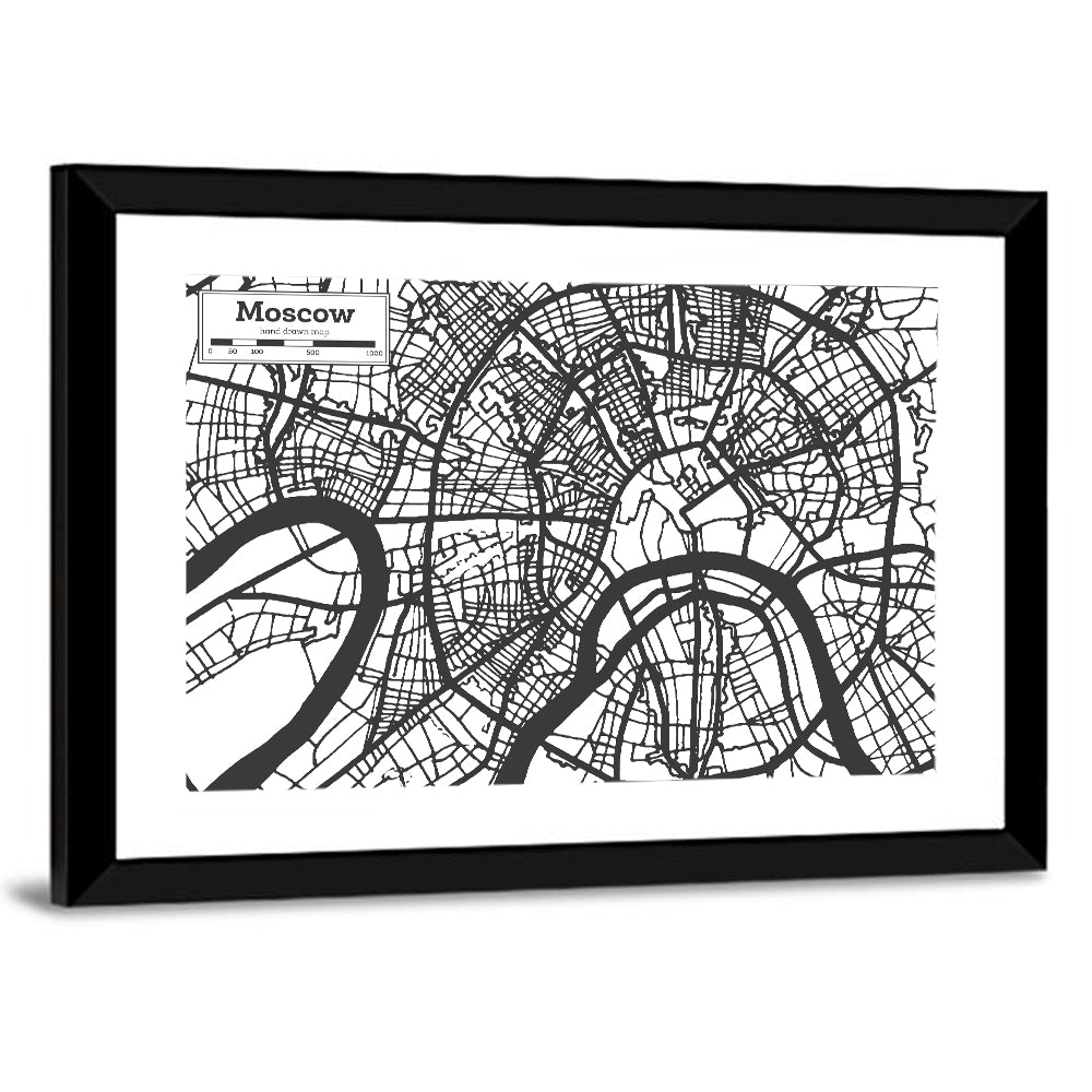Minimalist Moscow City Map Wall Art