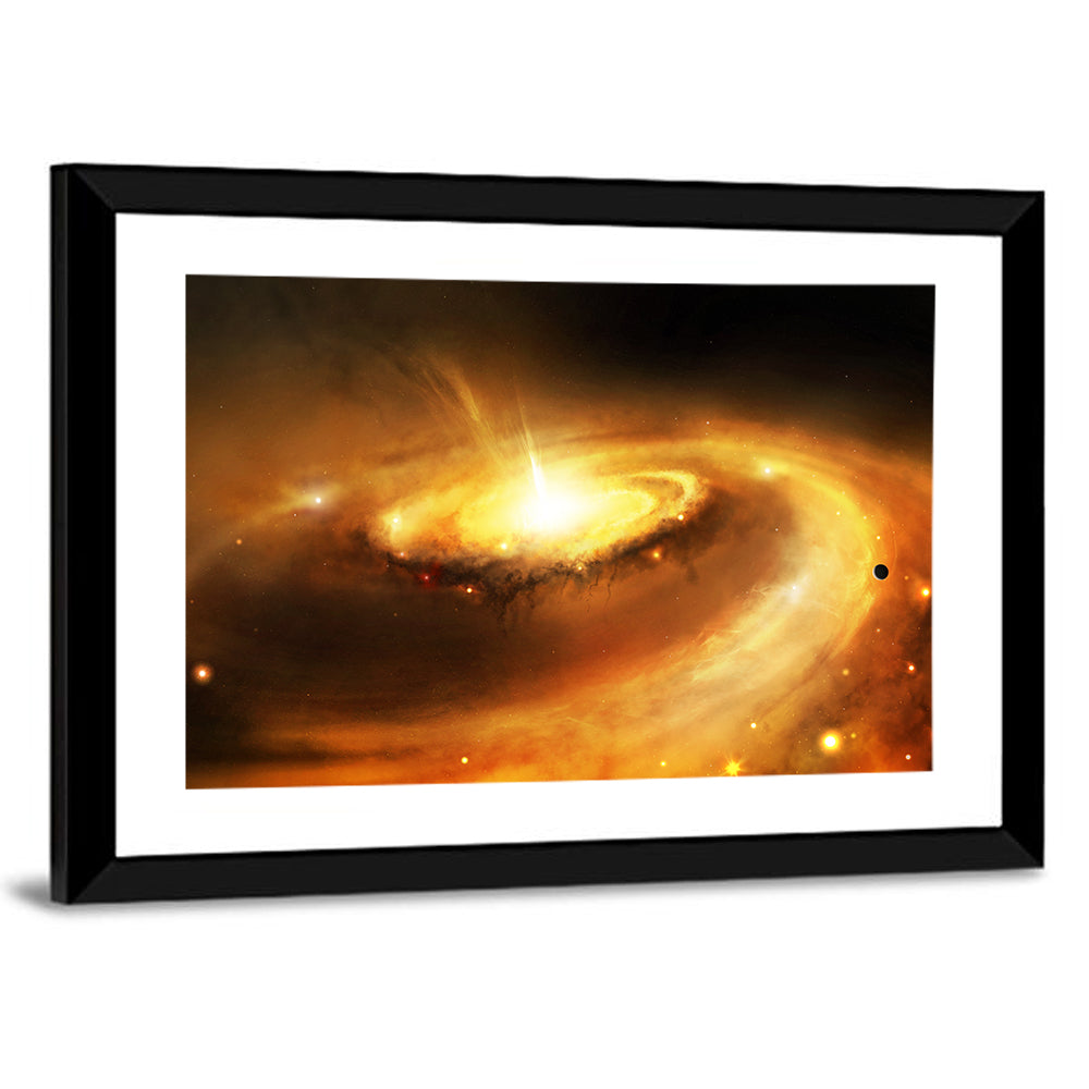 Galaxy Core with Golden Flare Wall Art