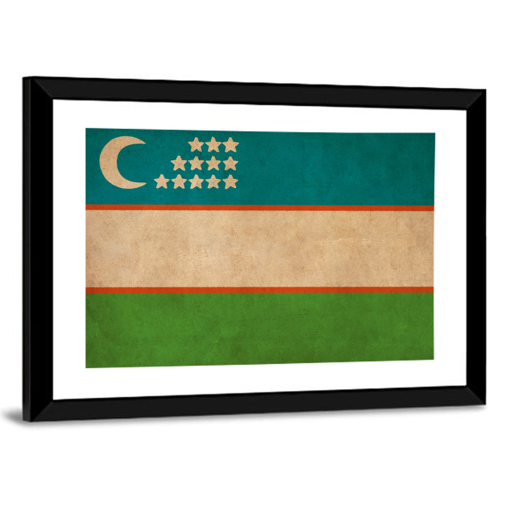 Uzbekistan Flag with Crescent and Stars Wall Art