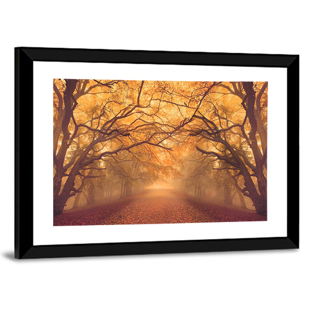 Golden Autumn Forest Path Wall Art