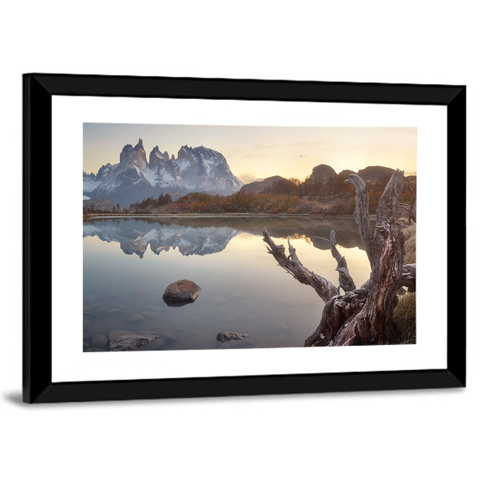 Cuernos Peaks and Driftwood, Pehoe Lake Wall Art