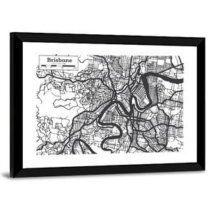 Brisbane City Map Wall Art