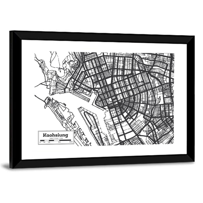 Kaohsiung Aerial Map Wall Art as a framed print