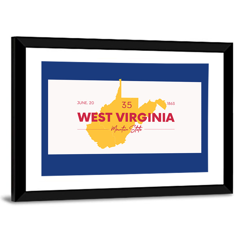 West Virginia Map Wall Art