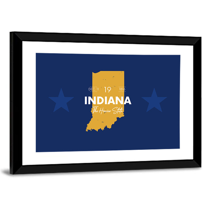 Indiana Typographic Map Wall Art