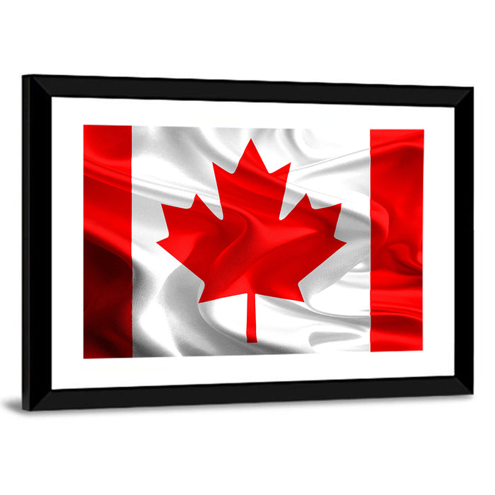 Waving Canadian Flag Wall Art as a framed print