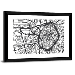 Bruges City Map Wall Art