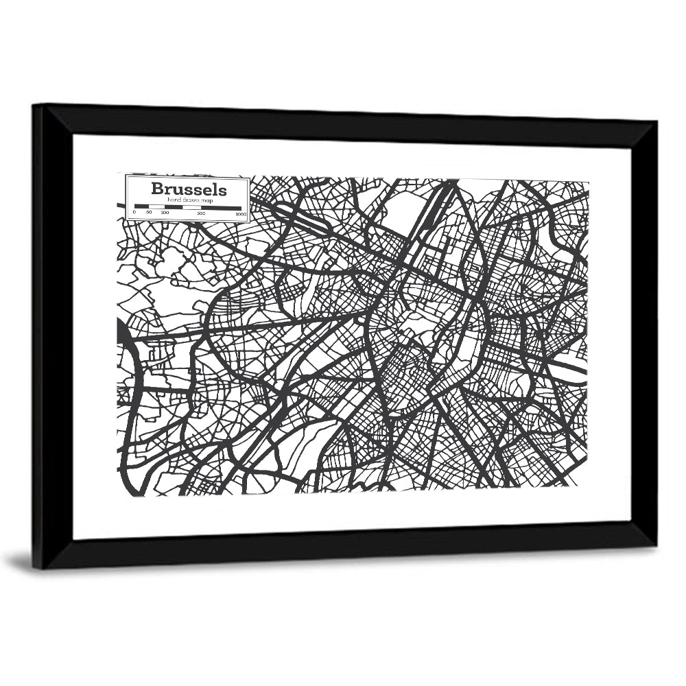 Brussels City Map Wall Art