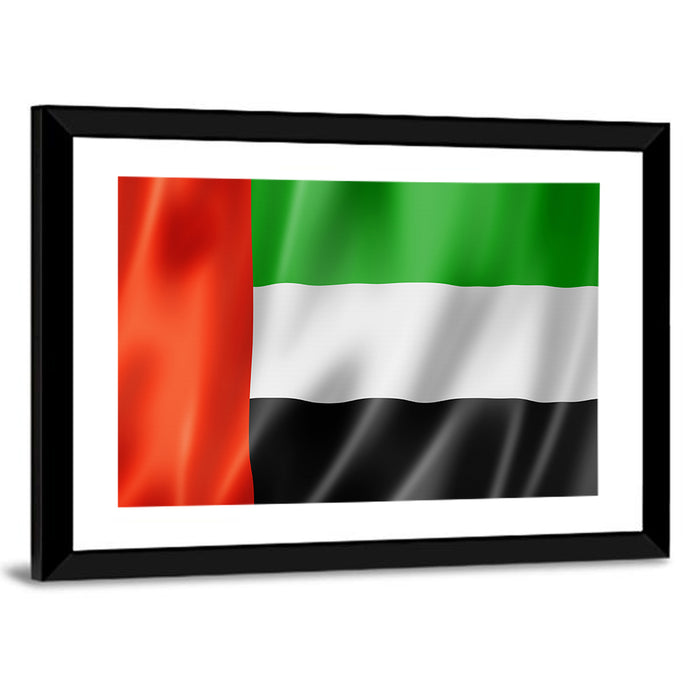UAE Flag Waving Wall Art as a framed print