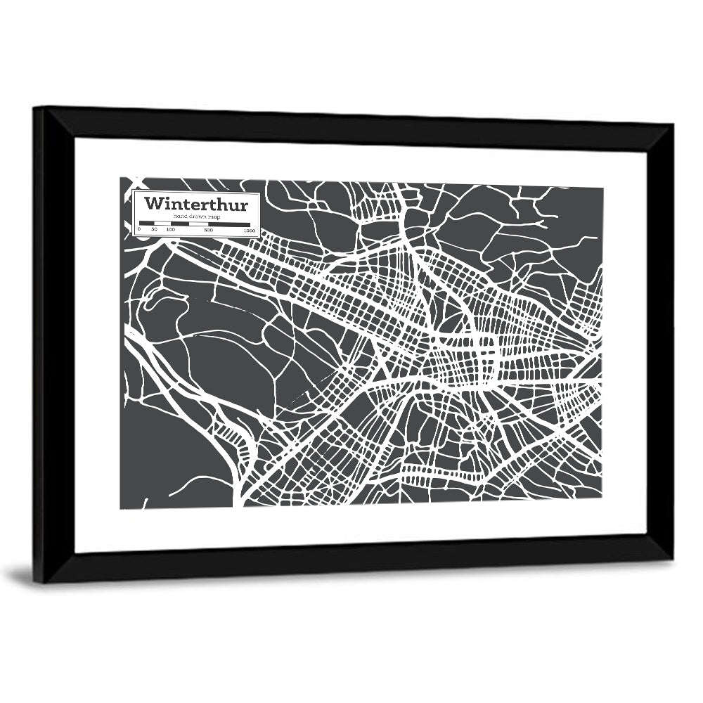 Winterthur City Map Wall Art