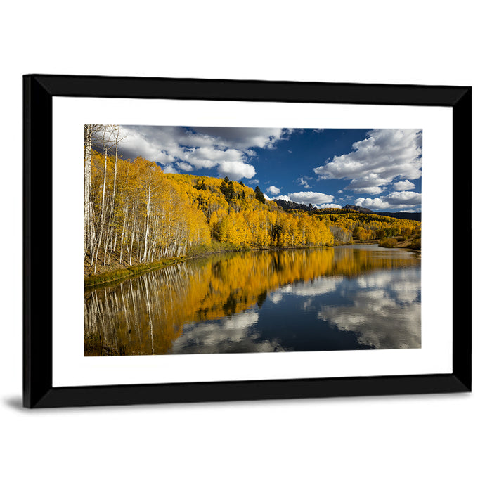 Cushman Lake Golden Aspens Wall Art as a framed print