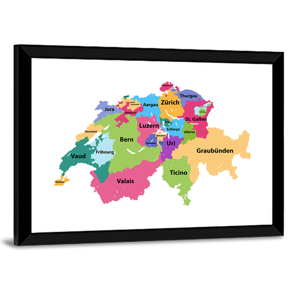 Vector Map Of Switzerland Wall Art