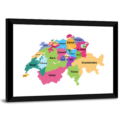 Vector Map Of Switzerland Wall Art
