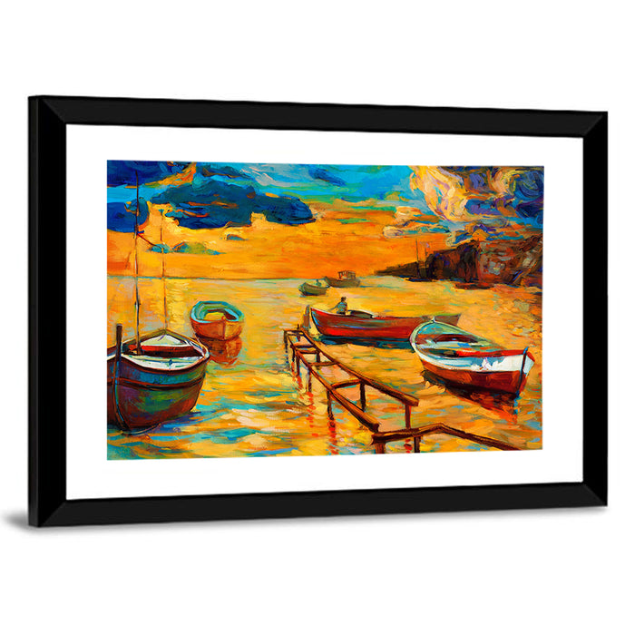 Wooden Pier at Sunset Wall Art as a framed print