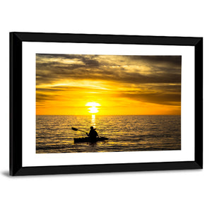 Fisherman In Ocean Sunset Wall Art