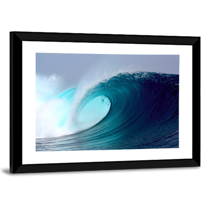 Tropical Blue Barrel Wave Wall Art as a framed print