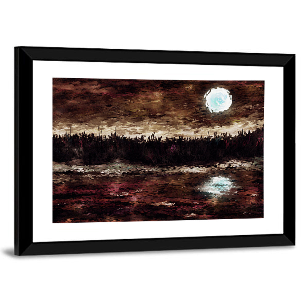 Moonlit Marsh Reflection Wall Art