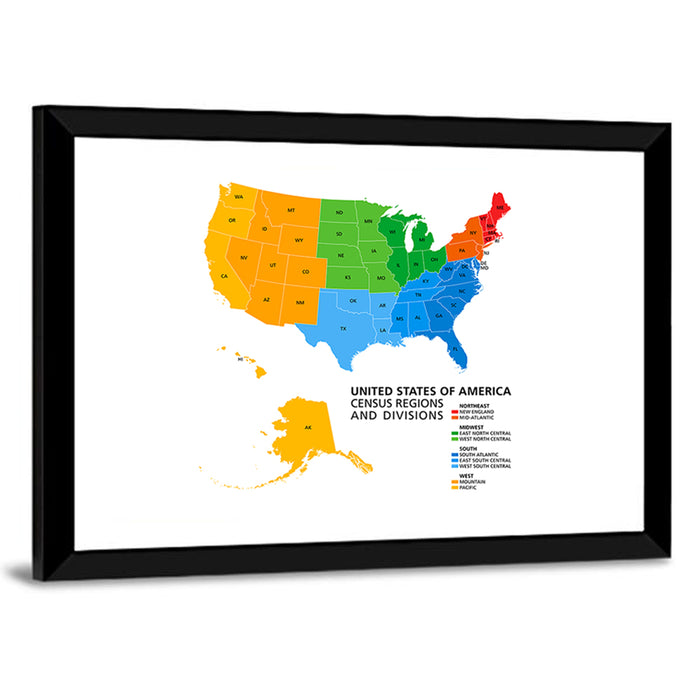 United States Political Map Wall Art as a framed print