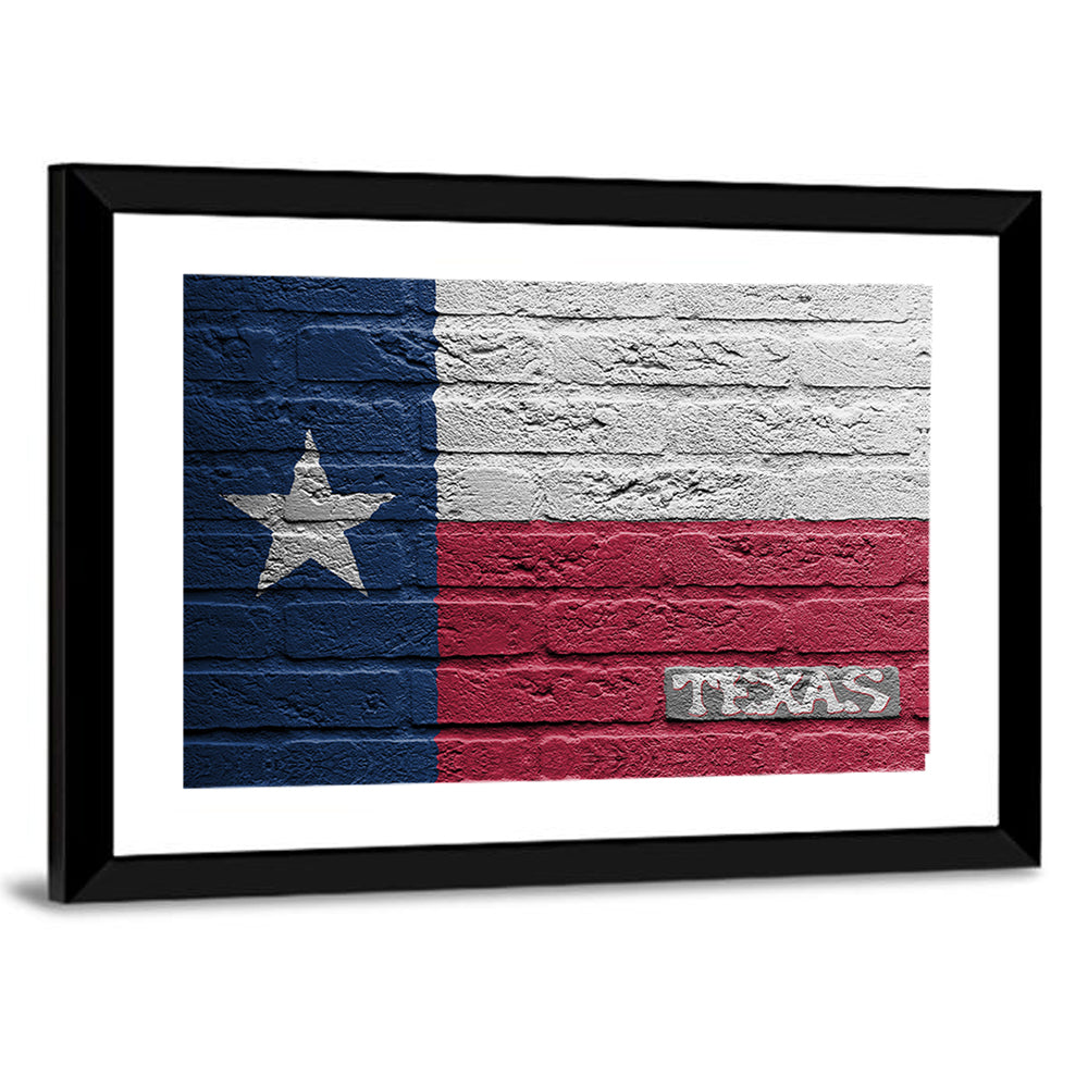 Texas Flag on Weathered Brick Wall Art