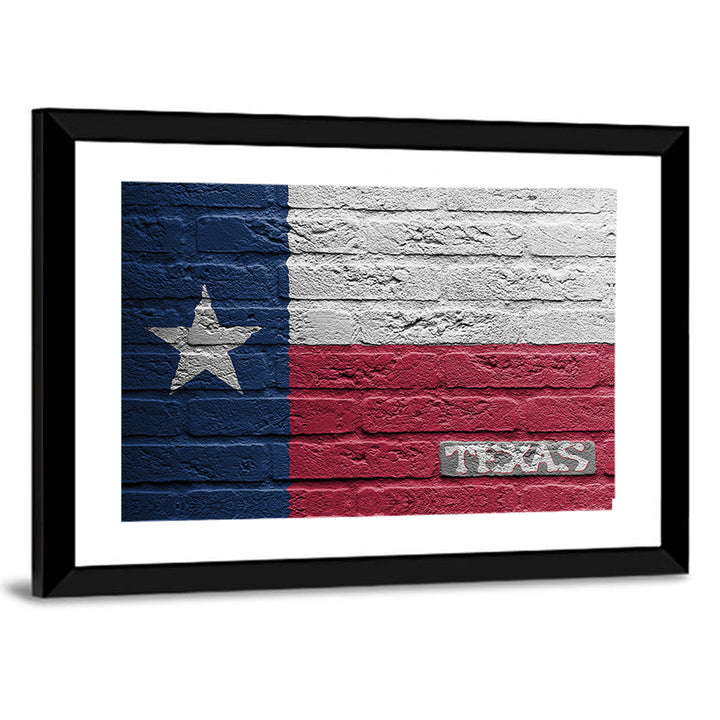 Texas Flag on Weathered Brick Wall Art