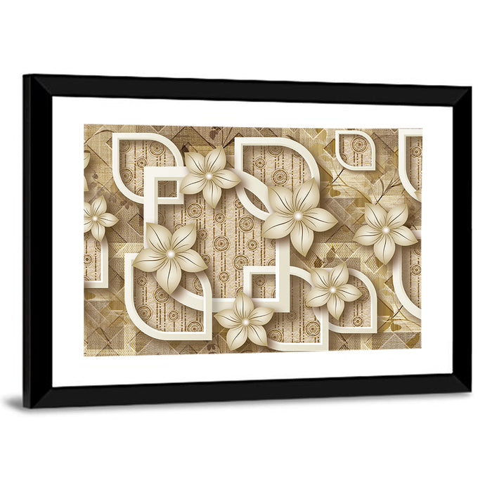 3d Floral Relief Design Wall Art as a framed print