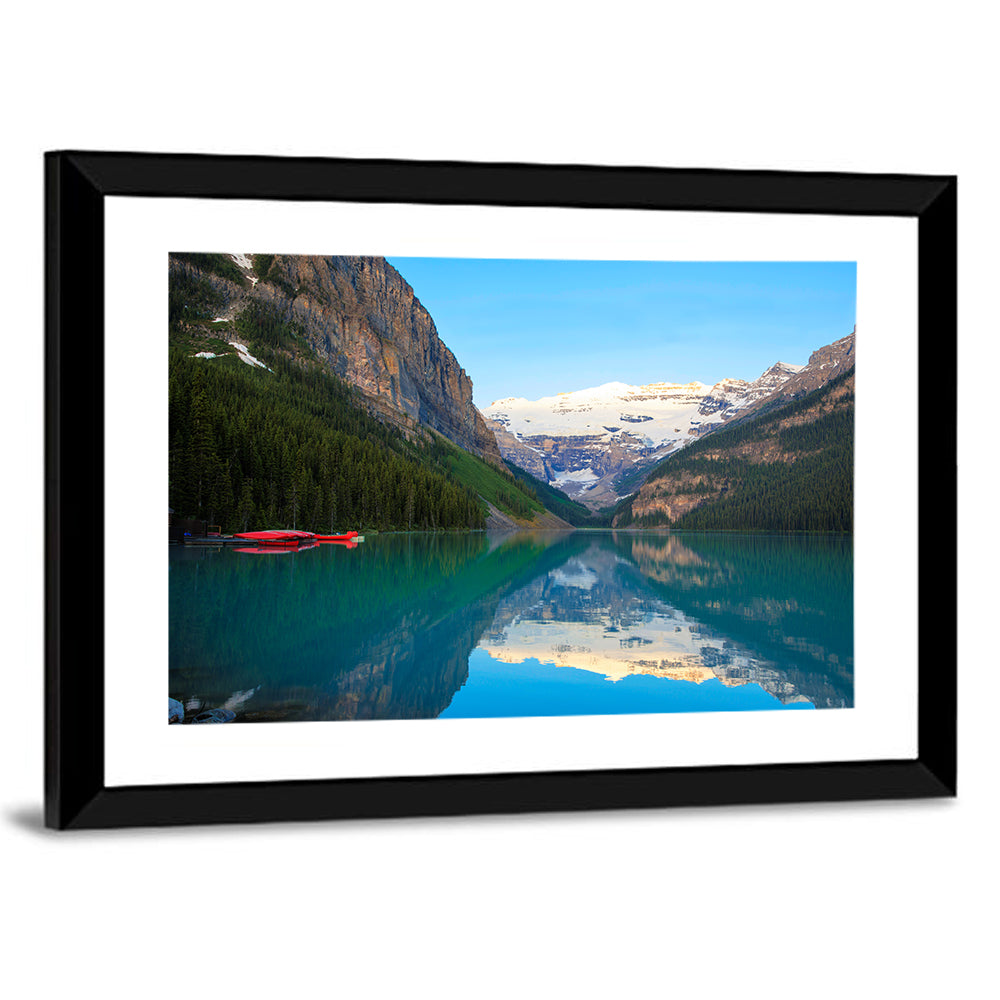 Lake Louise With Red Canoe Wall Art