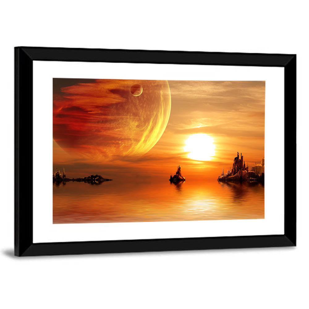 Alien Planet Sunset Wall Art