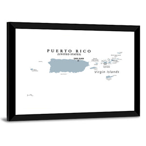 Puerto Rico & Virgin Islands Political Map Wall Art