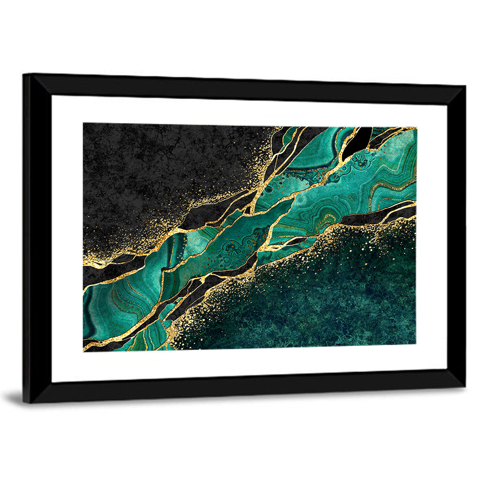 Malachite Marble with Gold Vein Wall Art