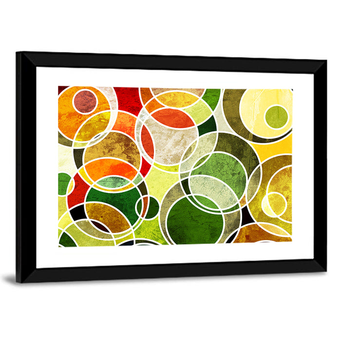 Layered Grunge Circles Wall Art as a framed print