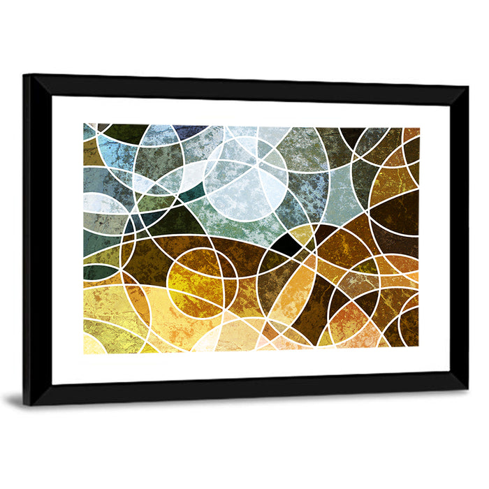 Weathered Geometric Mosaic Wall Art as a framed print
