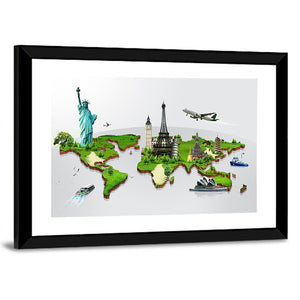 Travel The World Monuments Concept Wall Art