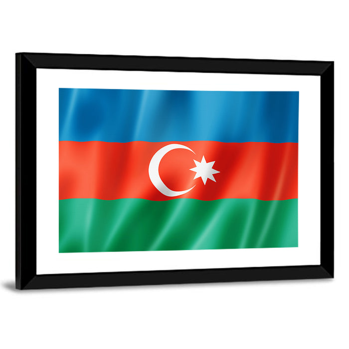 Azerbaijan Flag Wall Art as a framed print