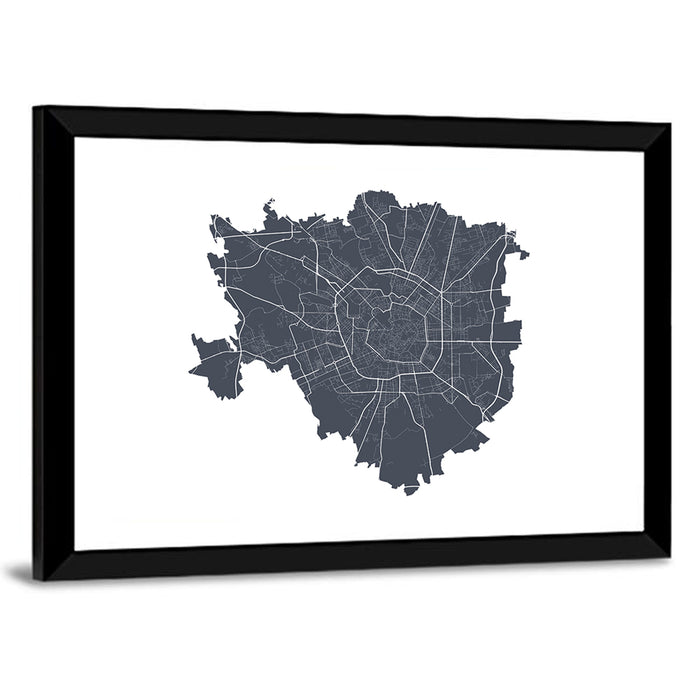 Milan City Map Wall Art as a framed print