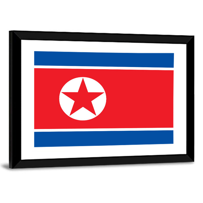 North Korean Flag Graphic Wall Art as a framed print