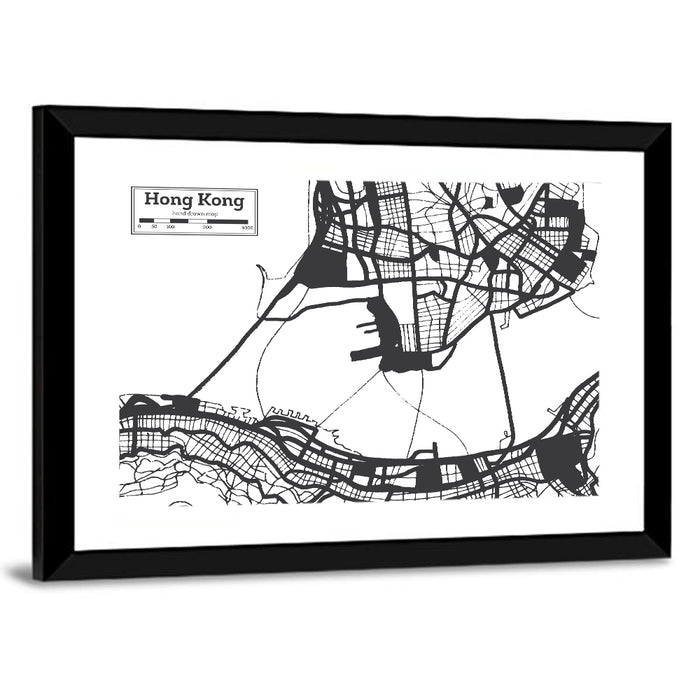 Hong Kong City Map Wall Art as a framed print