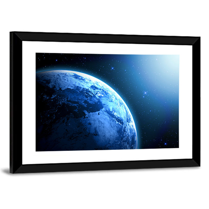 Planet Earth in Space Wall Art as a framed print