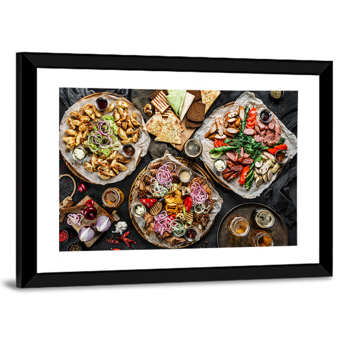 Savory Appetizer Spread Wall Art as a framed print