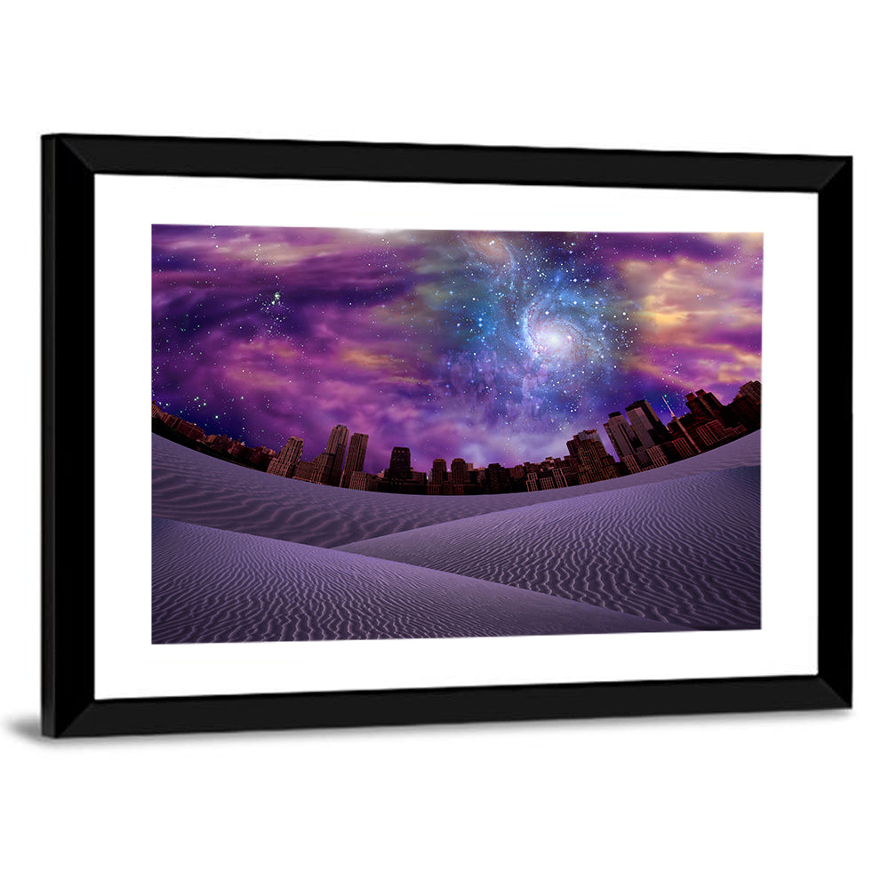 Cosmic Desert City Illustration Wall Art