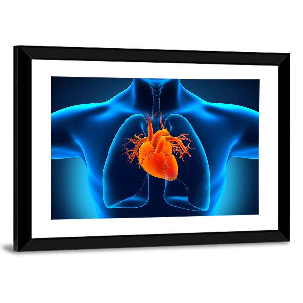 Glowing Heart Anatomy Illustration Wall Art
