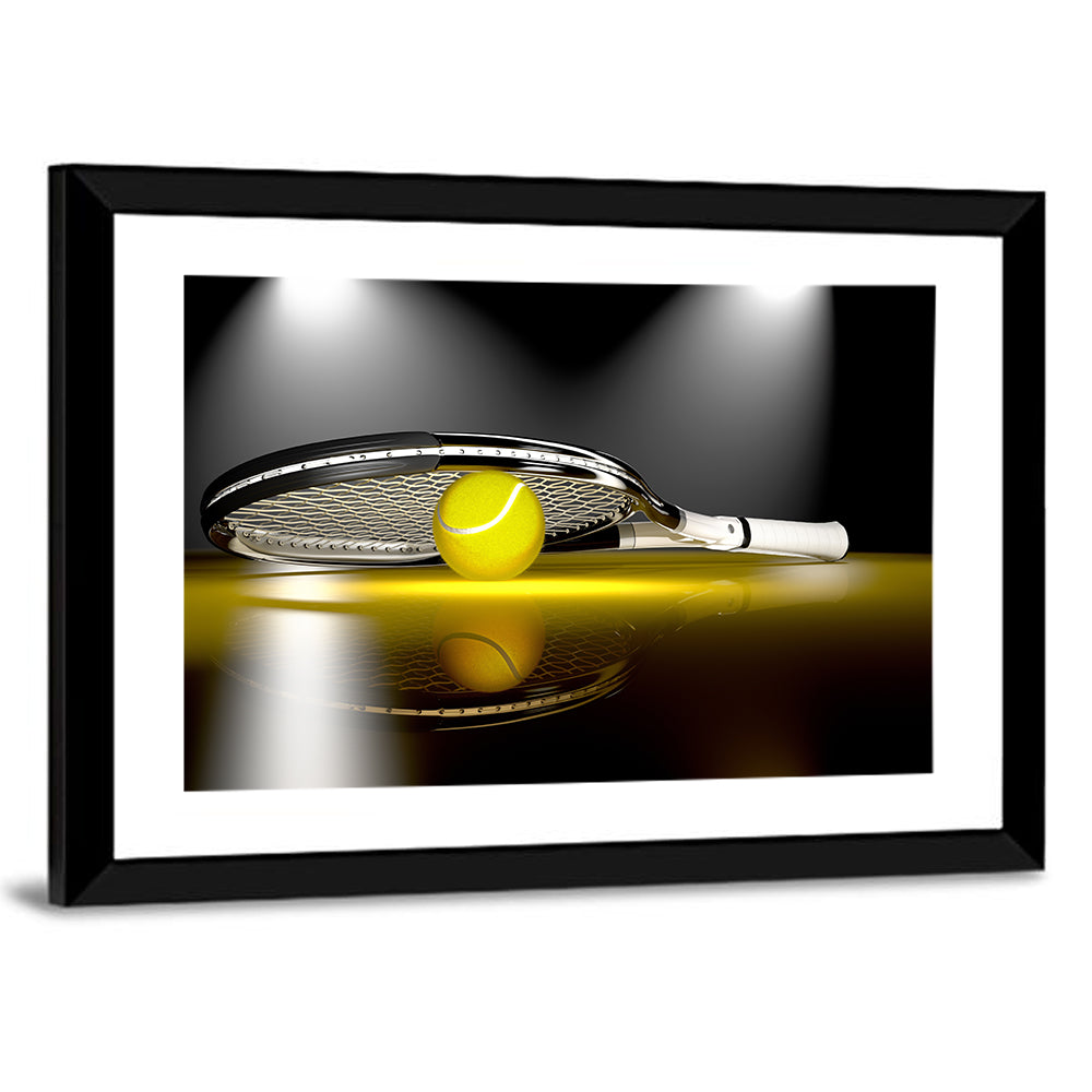 Tennis Racket With Tennis Ball Wall Art
