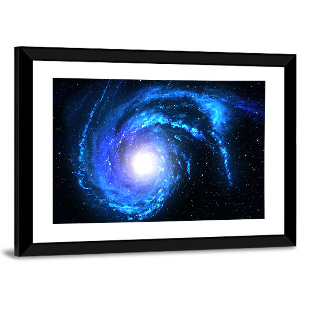Glowing Blue Spiral Galaxy Wall Art