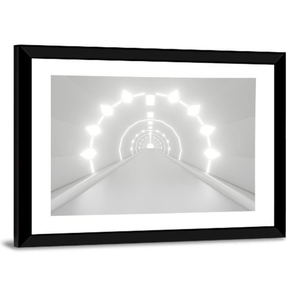 3d White Tunnel with Diamond Lights Wall Art