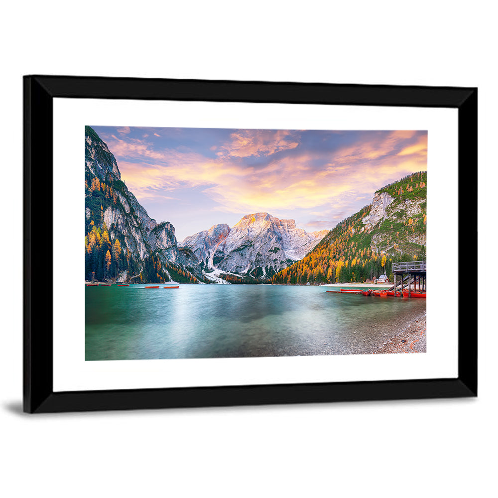 Lago Di Braies Golden Hour Wall Art