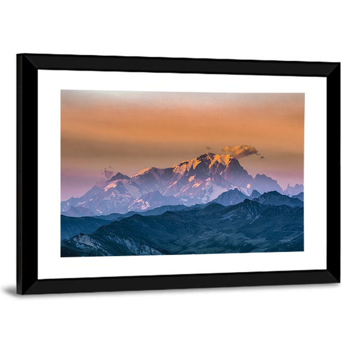 Mont Blanc Alpenglow Sunset Wall Art as a framed print