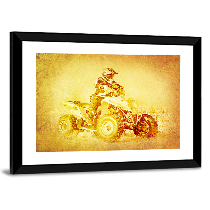 Golden Side-profile Atv Wall Art as a framed print