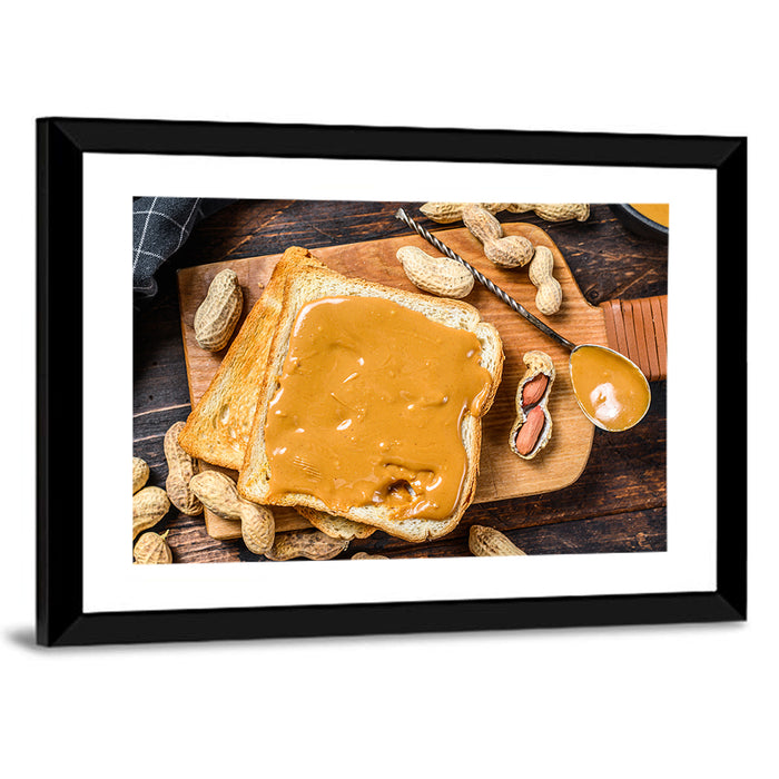 Peanut Butter Toast Slice Wall Art as a framed print