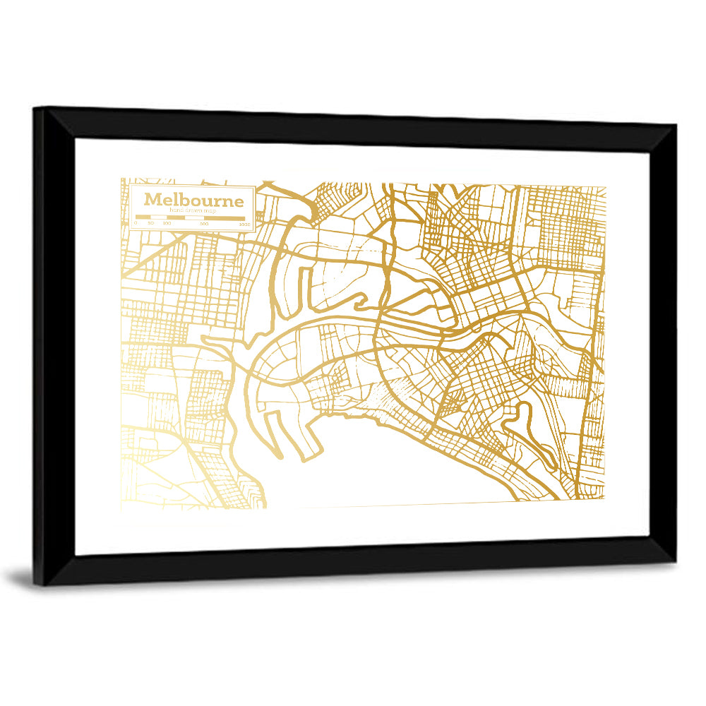 Melbourne Street Network Map Wall Art