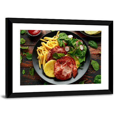 Fried Gammon Steak With Fries Wall Art