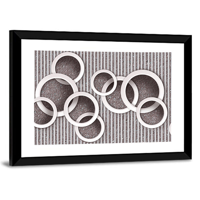 Layered White Circles Wall Art as a framed print